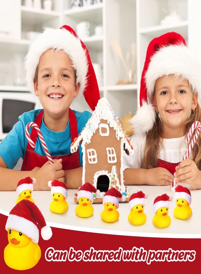Liliful 48 Pcs Christmas Rubber Ducks with Hat Xmas Mini Rubber Ducks in Bulk Holiday Party Favors Bath Toys for Christmas Party Decor Gift (Santa Hat) - Image 4